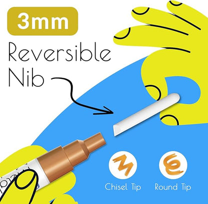 10 Metallic Fine Tip Liquid Chalk Markers for Chalkboard Signs, Blackboard, Window, Labels, Bistro, Glass, Car - Wet Wipe Erasable Ink Chalkboard Markers, Reversible 3mm Tip Liquid Chalk Pens