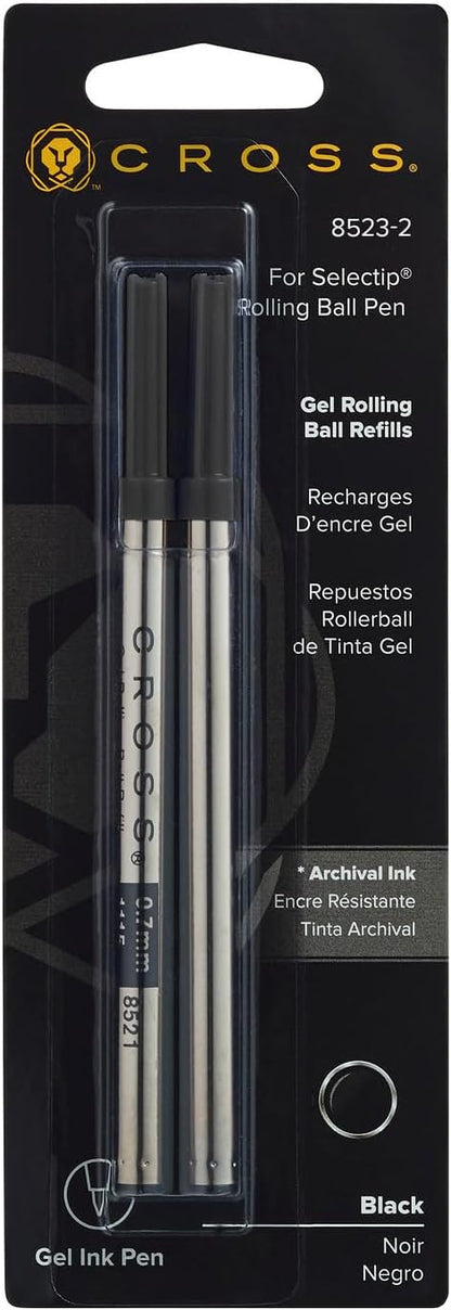 Cross Selectip Gel Rollerball Pen Refill, Medium Point, Black, 2-Pack (8523-2)