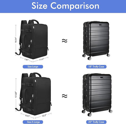 Large Carry-on Backpack for Men Women, Travel Backpack Flight Approved, Personal Item Backpack Bag on Airplanes, Black Backpacks for Traveling, Travel Essentials Must Haves