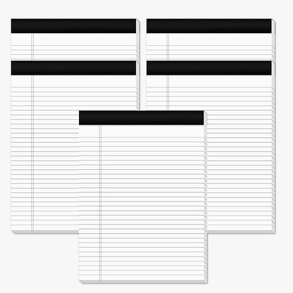 Legal Pads 8.5 x 11 Note Pads 8.5 x 11 Wide Ruled Notepad Lined Paper Writing Pads for Home, School, Office Use, 80gsm Perforated Legal Pad - Sturdy Cardboard Backing Support, 5 Pack (30 Sheets/Pad)