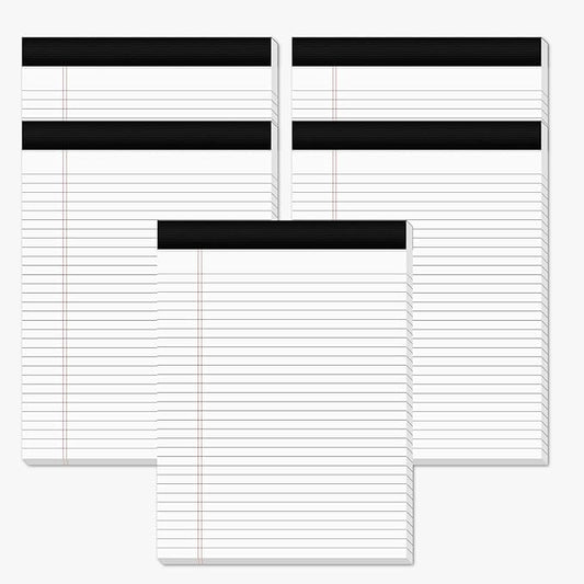 Legal Pads 8.5 x 11 Note Pads 8.5 x 11 Wide Ruled Notepad Lined Paper Writing Pads for Home, School, Office Use, 80gsm Perforated Legal Pad - Sturdy Cardboard Backing Support, 5 Pack (30 Sheets/Pad)