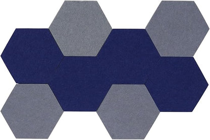 LAJAR 8 Pcs Hexagon Felt Bulletin Board Tiles, Self Adhesive Felt Pin Board Wall Tiles for Photos, Pictures, Memos (Navy Blue)
