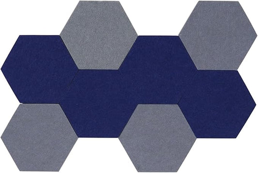 LAJAR 8 Pcs Hexagon Felt Bulletin Board Tiles, Self Adhesive Felt Pin Board Wall Tiles for Photos, Pictures, Memos (Navy Blue)