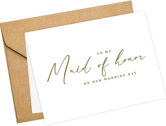 LADY&HOME To My Maid Of Honor On My Wedding Day Card,Bridesmaid Thank You Card Wedding Day Bridesmaid Proposal (Gold Foil,Maid Of Honor)