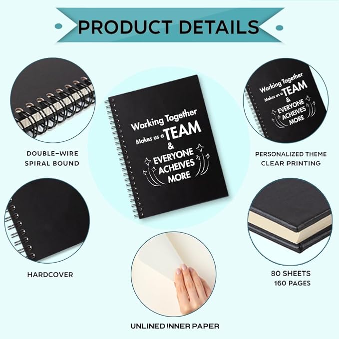 Working Together Make Us A Team 160 Blank Pages Spiral Notebook, Team Notebooks for Employees, Team Gifts for Staff, Teamwork Gifts for Coworkers, Team Member Gifts for Colleagues C