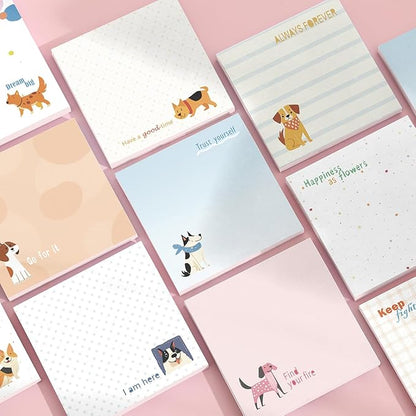 Post it Notes 3x3 Cute and Aesthetic Sticky Notes Planner Notepad - 450 Sheets - Desk Accessories for School, Office, and Home - Ideal Gifts for Teachers, Women, and Coworkers (Dog)