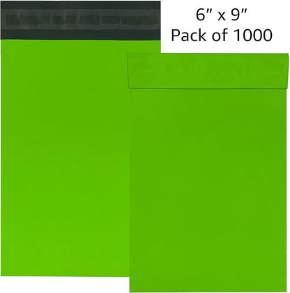 Colored Poly Mailers Pack of: (Green, 6" x 9" pack of 1000) Be creative with your packaging with Colored mailers