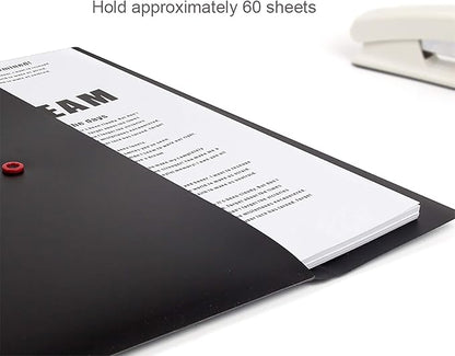 VANRA 5 Pieces A4 Envelopes Folders for Paperwork Plastic Wallets Document Organizer with Snap Button Closure A4 Letter Size (Black)