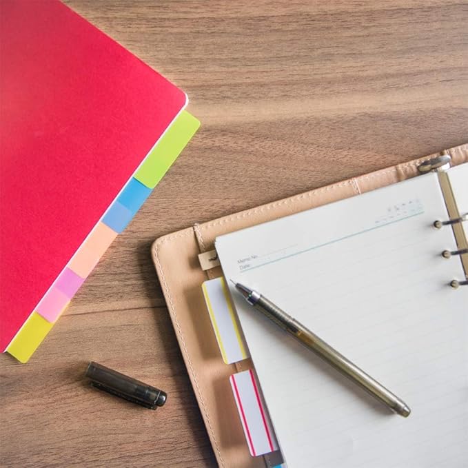 KICNIC File Index Tabs 1 Inch Sticky Flags 720 Pcs, Colored Page Markers Self Adhesive, Repositionable Note Tabs for Documents, Books, Paper, Notebooks, Filing and Folders [36 Sets, 10 Colors]