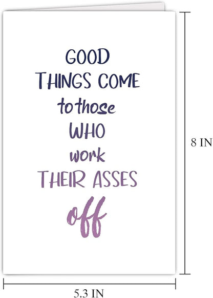 Supoeguk Funny Inspirational Work Hard Card, Congratulations on Promotion, New Job, Graduation, Good Things Come