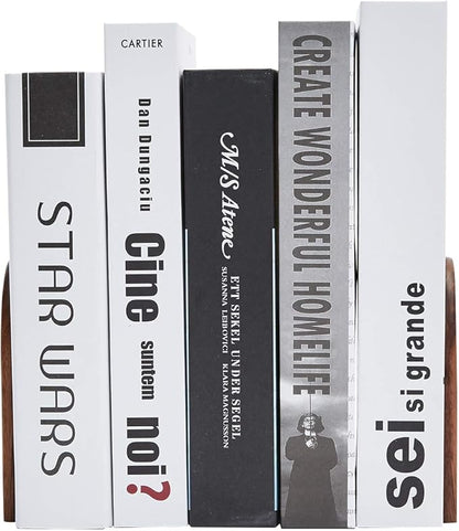 Pandapark Wood Bookends,Non-Skid Bookend for Shelves,Heavy Duty Bookends,Book Stand for Books/CDs,1 Pair