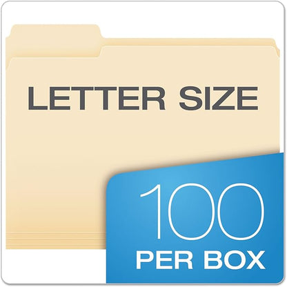 Pendaflex File Folders, Letter Size, 1/3 Cut, Manila, 100 per Box (752 1/3)