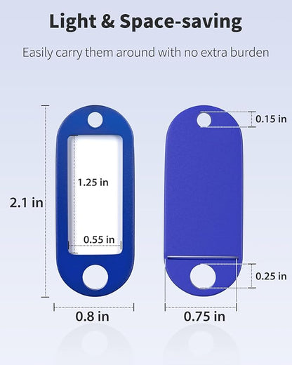 Uniclife 10 Pieces Key Tags 2 Inch Soft Plastic Key Chain Tags with Blank Paper Labels Clear Windows Protective Films and Split Rings Flexible Item Identifiers, Blue