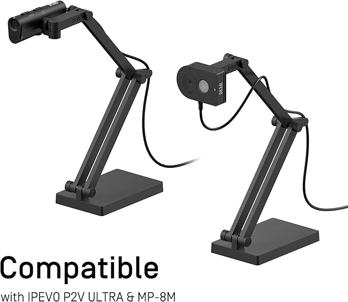 IPEVO Camera Stand with Magnetic Design for P2V Ultra and MP-8M Cameras Doubles as a Document Camera with The Multi-Jointed Stand, for presentations, Online Teaching, Recording, and Remote Monitoring