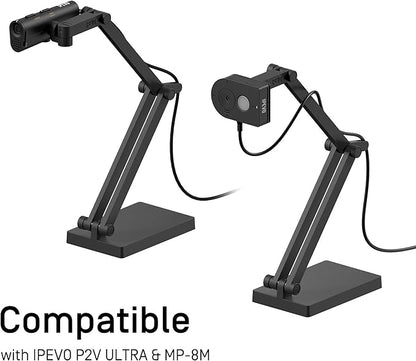 IPEVO Camera Stand with Magnetic Design for P2V Ultra and MP-8M Cameras Doubles as a Document Camera with The Multi-Jointed Stand, for presentations, Online Teaching, Recording, and Remote Monitoring