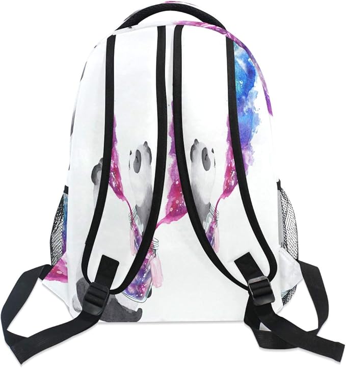 Blueangle Panda Holding Galaxy Glass Jar Printing Computer Backpack - Lightweight School Bag for Girls, Boys, Teens