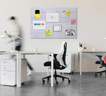 Large Cork Board Felt Board Tiles for Walls with 30 Push Pins, 11.8"x11.8" Pack of 6 Pin Board Notice Boards for Home Office Kitchen, Bulletin Board Wall Tiles for Photos Memos