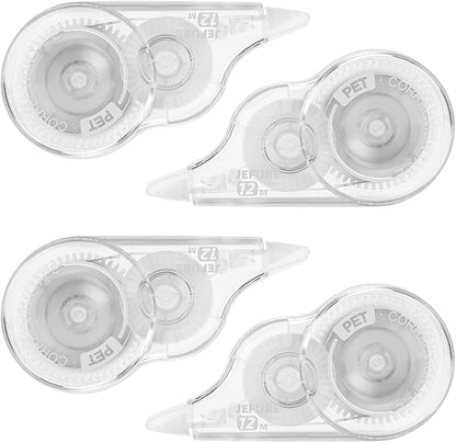 4 Pcs 39.4 Ft Correction Tape, Tear-Resistant Tape Bulk for School, Office, Note Taking, Journal (Tape Width 0.2 in, Clear)