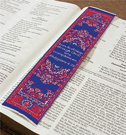I Can Do All Things, Bulk Pack of 6 Woven Fabric Christian Bookmarks, Silky Soft Philippians 4:13 Flexible Bookmarker for Novels Books and Bibles, Religious Memory Verse Gift