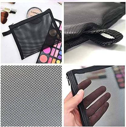 Pendancy Mesh Zipper Pouch 5pcs Lightweight Nylon File Folders Document Organizer Cosmetic Bags Accessories Storage for Travel and Office Supplies (Blue, A4 A5 A6)