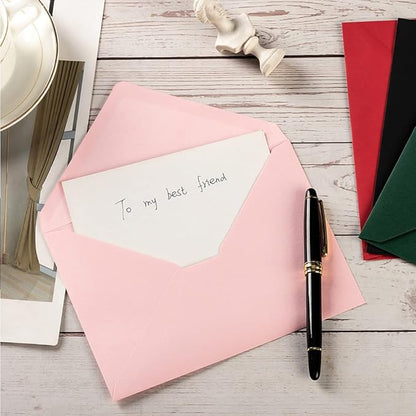 50 Pack A6 Envelopes for 4 x 6 Greeting Cards, Birthday Party, Photos, Baby Shower and Wedding Invitation Cards, 6 1/2 x 4 3/4 Inches (Black)