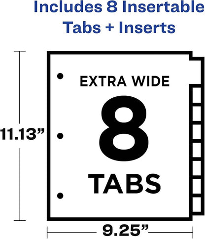 Avery Big Tab Insertable Extra Wide Dividers, 8 Multicolor Tabs, 1 Set (11222) (Pack of 4)