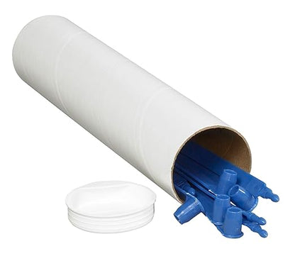 BOX USA BP2012W Mailing Tubes with Caps, 2" x 12", White (Pack of 50)