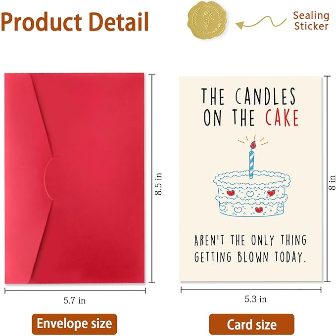 Funny Birthday Card for Him, Naughty Birthday Gift for Men, Humor Birthday Gifts Cards for Boyfriend Husband Fiance, 5x7 Inch with Envelope