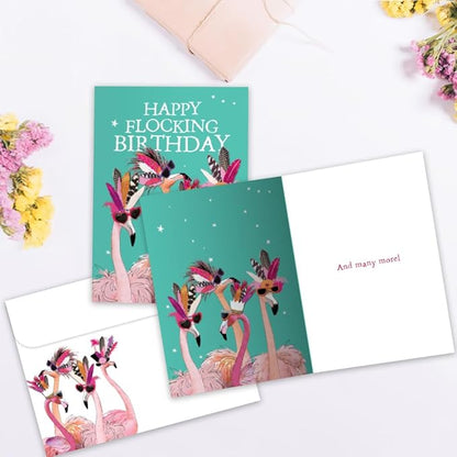 Tree-Free Greetings - Birthday Card - Artful Designs - 1 Card + Matching Envelope - Made in USA - 100% Recycled Paper - 5 x 7 - Flocking Birthday (GO61234)