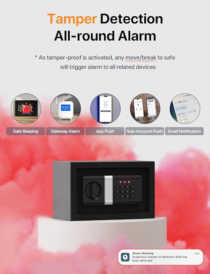 FORFEND Smart Home Safe | WiFi Safe Box App Lock/Alarm | Voice Command, Kidnap Alarm, Tamper Detect, Frozen Mode, Sub Account| Digital Safe Anti Theft