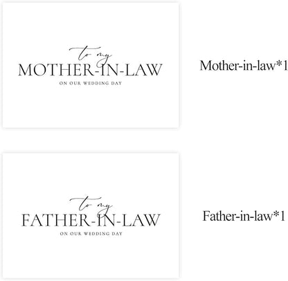 Set of 2 Parents In Law Wedding Day Card, Parents In Law Of The Bride/Groom Gifts, To My Father In Law On Our Wedding Day, To My Mother In Law On Our Wedding Day. （Father/Mother-in-Law A）