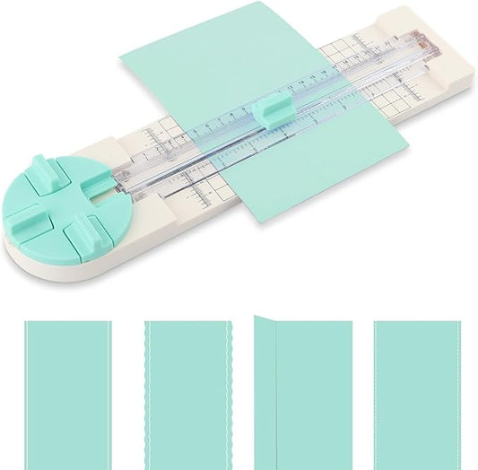 Paper Cutter,4-in-1 Paper Trimmer,Photo Cutter,Multi-Function Scrapbooking Tool with Dial Blades of Straight,Wave,Perforated,Creasing for Cutting Paper,Coupons,Postcards,Card