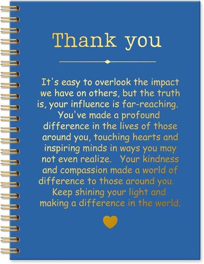 Thank You Navy Blue Hardcover 160 Pages Spiral Notebooks, Funny Thank You Gifts for Women Men Coworkers Leader Mentor, Appreciation Gifts for Employees, Thanksgiving Gifts for Colleagues Leaders