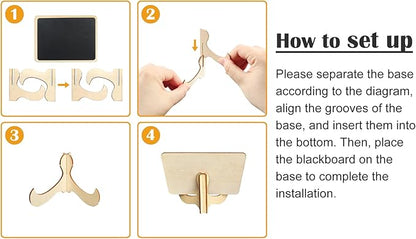 20 Pack Wood Mini Chalkboards Signs with Support Easels, Place Cards, Small Rectangle Chalkboards Blackboard for Weddings, Birthday Parties, Message Board Signs and Event Decorations