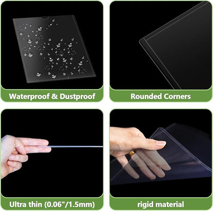 10 Pcs Wall Sign Holder 8.5"x11" Magnetic Sign Holder, Rigid Print Protectors with Adhesive & Magnetic Tapes, Wall Mount Plastic Paper Holder for Office Store Home Window Display (Clear)