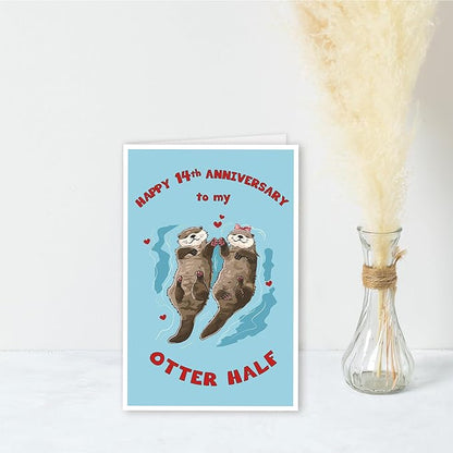 Funny 14th Wedding Anniversary Card for Husband Wife,Lovely 14 Year Anniversary Card for Women Men,Unique 14 Anniversary Card Gifts for Him Her