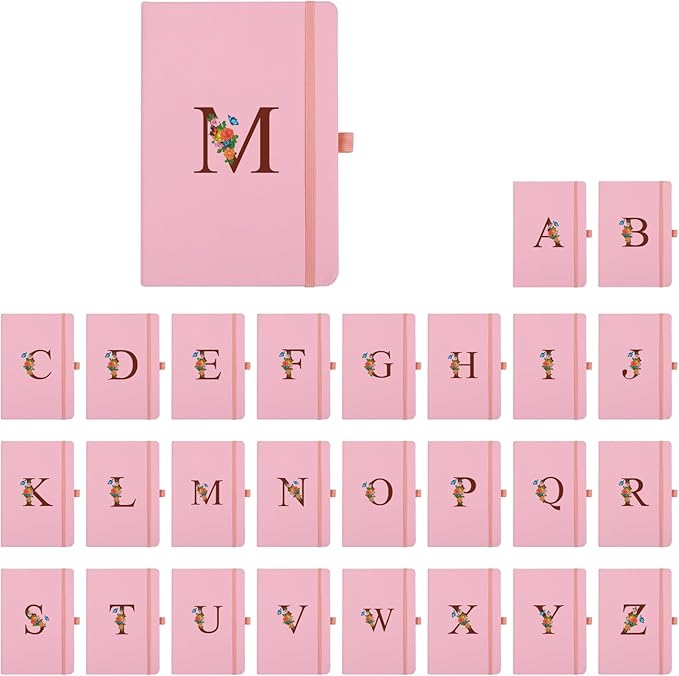 Pink Notebook for Women, 5.7"X8.3" A5 Journal Notebook with Letter O, Dual-Sided Writing Notebook with Dividers, Cute Leather Journal for Work, Business, School, Meetings, Travelers, Small Notebook