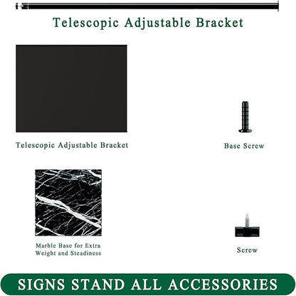 Adjustable Poster Sign Holder Stand 8.5x11 , Sign Holder Stand with Heavy Duty Marble Base, Reusable Sign Holder Vertical & Horizontal View Display for Indoor Outdoor Standing（Square）