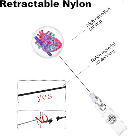 Heart Badge Reels Holder Retractable with ID Clip for Nurse Name Tag Card Nursing for Doctor Teacher Student Employee Office Medical Work