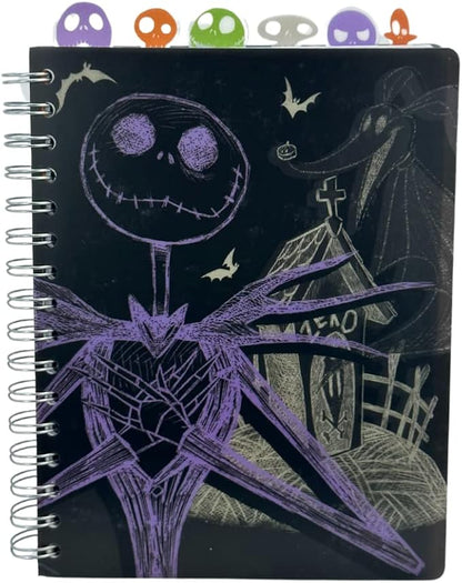 Innovative Designs Nightmare Before Christmas Tab Journal Notebook, Spiral Bound, 144 Lined Pages, 8 x 7 inches, Black