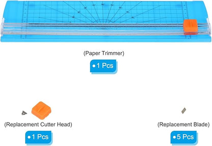 PATIKIL 12 Inch Paper Trimmer, A4 Size Portable Paper Cutter Slicer Scrapbooking Tool with Cutter Head Blade for Craft Paper Photo Cardstock, Blue
