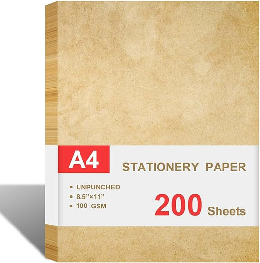 (2 Pack) Stationary Paper for Writing Letters - Vintage Antique Letterhead Paper, Letter Size Stationery Writing Paper, 200 Sheets Double-Sided Invitation/Decorative Printer Paper, 8.5" x 11"