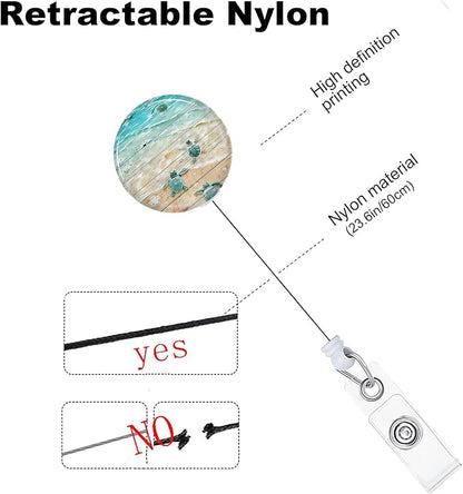 Sea Turtle Badge Reels Holder Retractable with ID Clip for Nurse Name Tag Card Nursing for Doctor Teacher Student Employee Office Medical Work