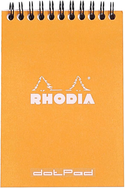 RHODIA 13503C - Spiral Notebook (Full Bound) Orange - A6 - Dotted Dot - 80 Detachable Sheets - 80G Clairefontaine Paper - Soft and Resistant Coated Card Cover - Classic