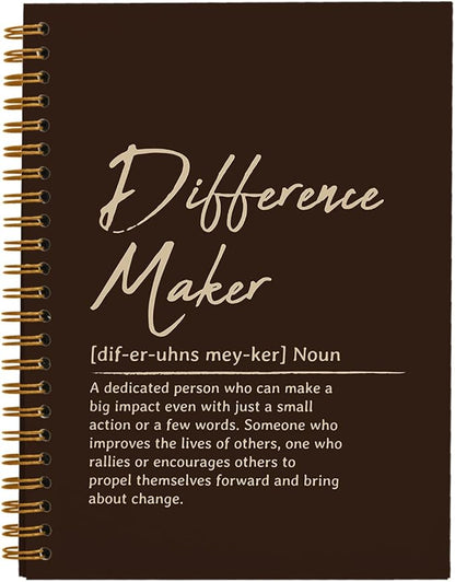 OXW Difference Maker Appreciation Gift, Meeting Notebook for Work, Thank You Gifts for Leader Mentor Manager Boss, Office Supplies Social Worker Notebook, Coffee Hardcover Spiral Notebook 5.5 x 8.3