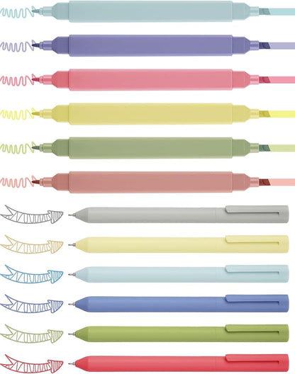 NiArt Bible Note-Taking Kit 6 Dual Tip Highlighters, 6 Gel Pens & 200 Sticky Notes - Versatile, Portable for Bible Study, Journaling, Planning & More with Candy Colors, Precision Tips & Storage Box