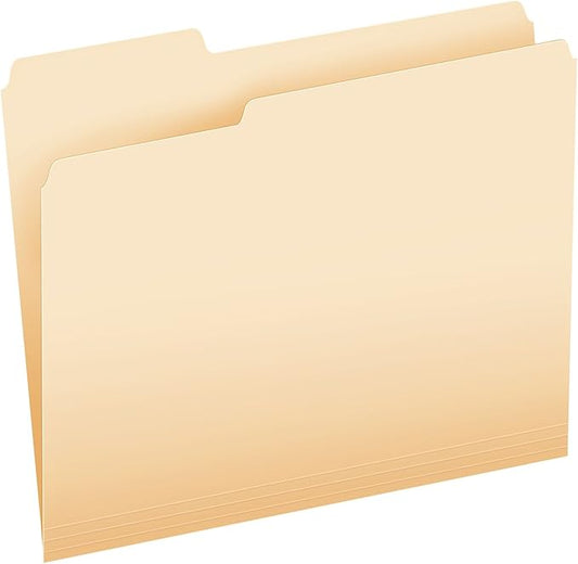 Pendaflex Essentials File Folders, Letter Size, 2/5 Cut, Manila, 100 per Box (752 2/5RE)