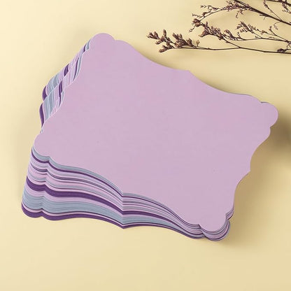 50 Pack Blank Kraft Cards Cardstock Thick Paper Brown Greeting Cards for DIY Gift Card Menus, Baby Shower and Wedding Invitations (Purple, 5 Colors, 4x6IN)