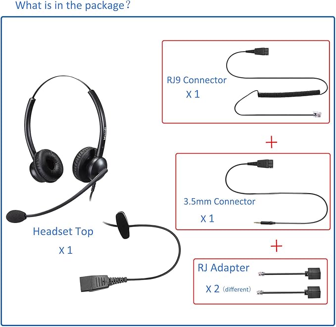 MAIRDI Call Center Headset with Microphone Noise Canceling, Office Phone Headset with RJ9 Jack & 3.5mm Connector for Landline Deskphone Cell Phone PC Laptop, for Mitel Aastra Toshiba NEC Shoretel
