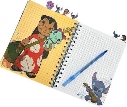 Innovative Designs Disney Lilo and Stitch Tab Journal Notebook, Spiral Bound, 144 Lined Pages, 8 x 7 inches, Blue